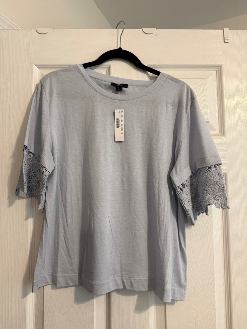 NWT J. Crew Women's Light Blue Lace Sleeve Tee